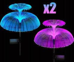 LAMPKA ŚWIATŁOWODOWA SOLARNA OGRODOWA MEDUZA ZESTAW 2 SZTUK