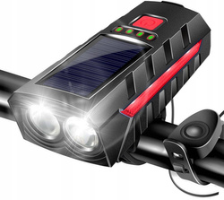 LAMPA ROWEROWA LAMPKA SOLARNA NA KIEROWNICĘ ZESTAW PRZÓD + TYŁ