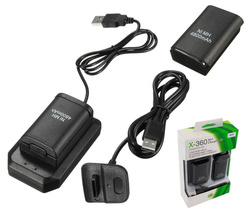 BATERIA 2x XBOX 360 KABEL USB BLACK