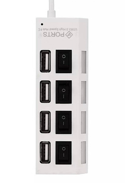 HUB 4xUSB 2.0 aktywny z włącznikami