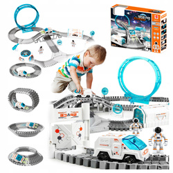 Tor Samochodowy Pętla Baza Kosmiczna 205 elementów Auto Figurki Mini Projektor