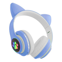 SŁUCHAWKI NAUSZNE BLUETOOTH LED KOCIE USZY + RADIO