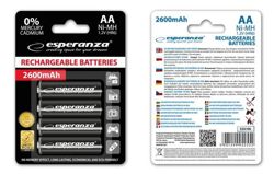 Akumulatorki baterie AA 4 sztuki R6 1,2V 2600mAh ESPERANZA