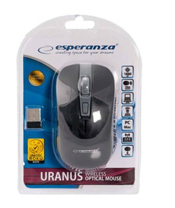 Bezprzewodowa mysz optyczna URANUS 2.4GHz 1600DPI czarna