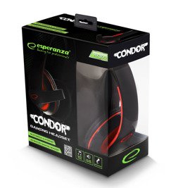 Słuchawki nauszne z mikrofonem dla graczy CONDOR czerwone